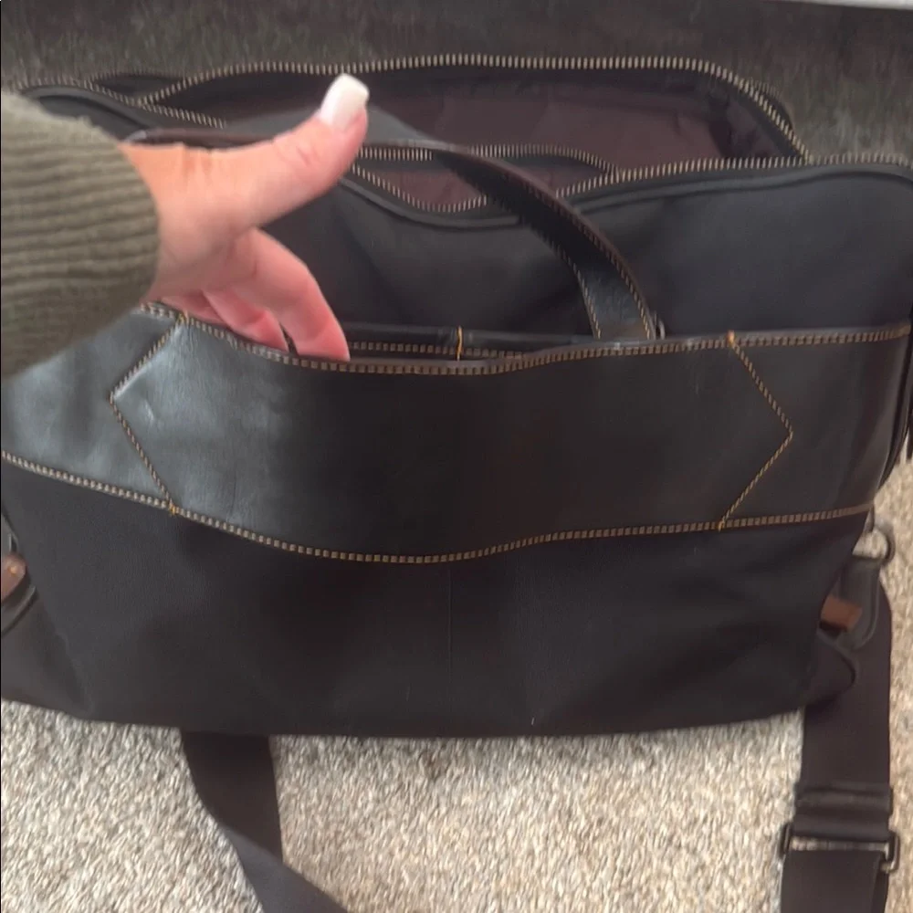 Leather-Trim Black Brief Case - Men
